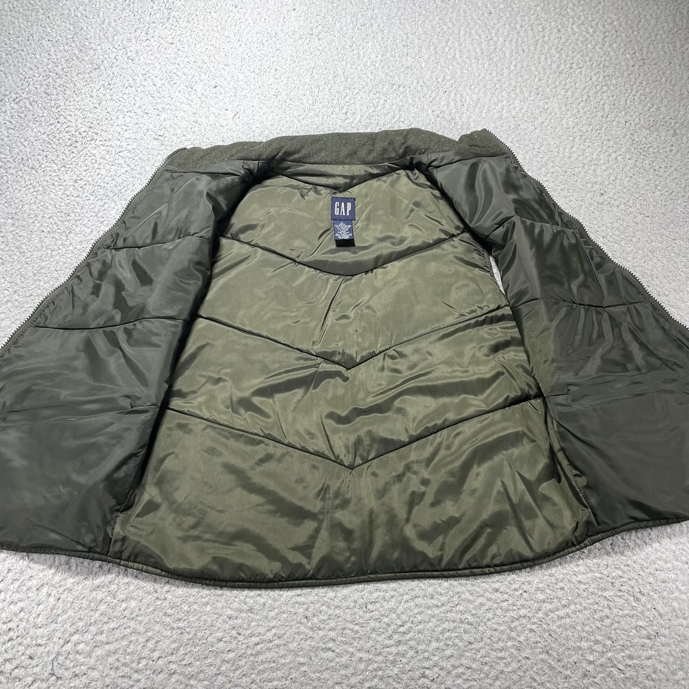 Gap Vest Womens Large Green Wool Quilted Full Zip Insulated Outdoor Pockets VTG - Picture 3 of 9